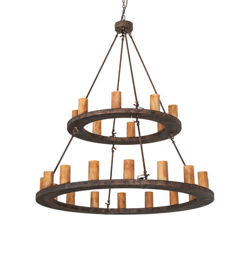 Meyda Lighting Loxley 54" 24-Light 2-Tier Baroque Chandelier With Ambra Siena Idalight Shade