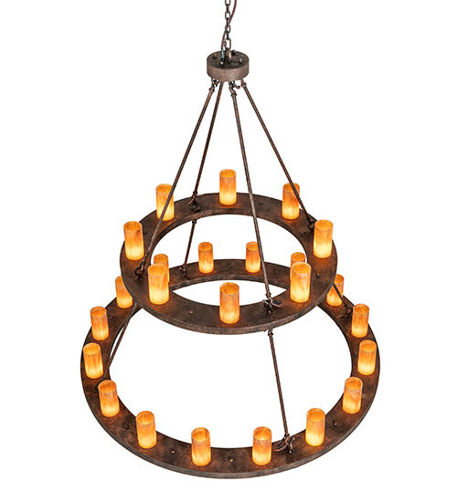 Meyda Lighting Loxley 54" 24-Light 2-Tier Baroque Chandelier With Ambra Siena Idalight Shade
