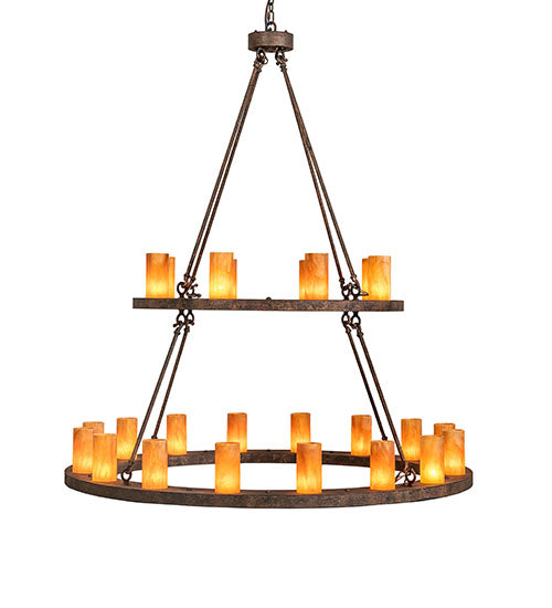 Meyda Lighting Loxley 54" 24-Light 2-Tier Baroque Chandelier With Ambra Siena Idalight Shade