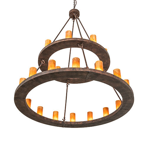 Meyda Lighting Loxley 54" 24-Light 2-Tier Baroque Chandelier With Ambra Siena Idalight Shade