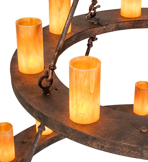Meyda Lighting Loxley 54" 24-Light 2-Tier Baroque Chandelier With Ambra Siena Idalight Shade