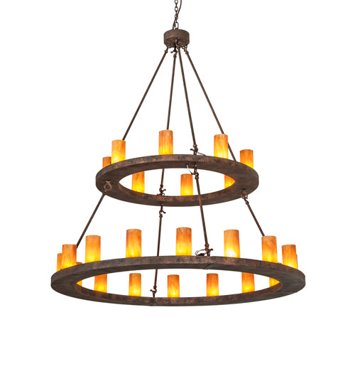 Meyda Lighting Loxley 54" 24-Light 2-Tier Baroque Chandelier With Ambra Siena Idalight Shade