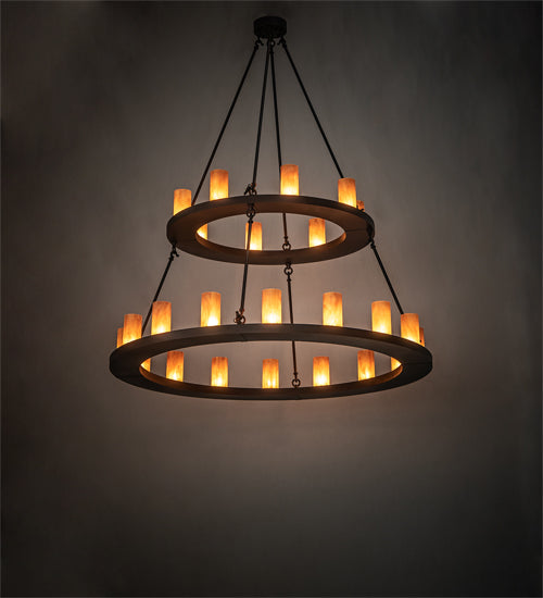 Meyda Lighting Loxley 54" 24-Light 2-Tier Mahogany Bronze Chandelier With Ambra Siena Idalight Shade
