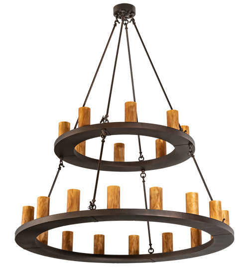 Meyda Lighting Loxley 54" 24-Light 2-Tier Mahogany Bronze Chandelier With Ambra Siena Idalight Shade