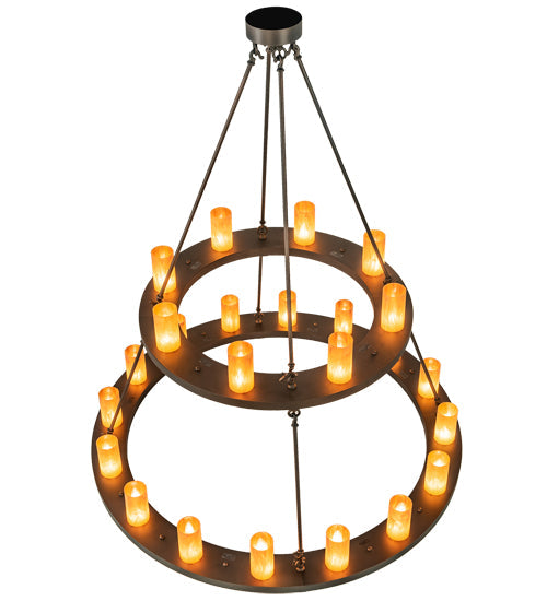 Meyda Lighting Loxley 54" 24-Light 2-Tier Mahogany Bronze Chandelier With Ambra Siena Idalight Shade