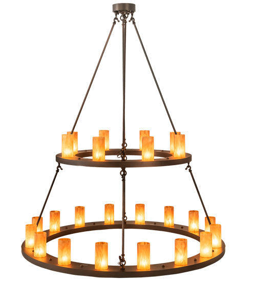 Meyda Lighting Loxley 54" 24-Light 2-Tier Mahogany Bronze Chandelier With Ambra Siena Idalight Shade