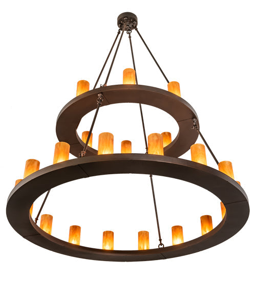 Meyda Lighting Loxley 54" 24-Light 2-Tier Mahogany Bronze Chandelier With Ambra Siena Idalight Shade