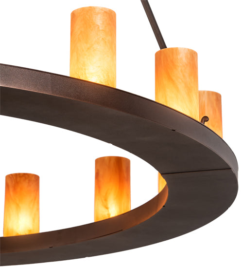 Meyda Lighting Loxley 54" 24-Light 2-Tier Mahogany Bronze Chandelier With Ambra Siena Idalight Shade