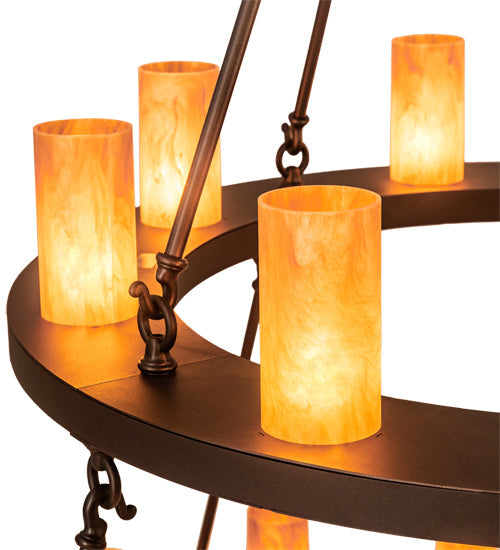 Meyda Lighting Loxley 54" 24-Light 2-Tier Mahogany Bronze Chandelier With Ambra Siena Idalight Shade