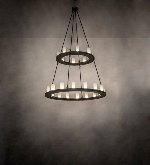 Meyda Lighting Loxley 54" 24-Light 2-Tier Oil Rubbed Bronze Chandelier With Clear Frosted Shade Glass