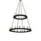 Meyda Lighting Loxley 54" 24-Light 2-Tier Oil Rubbed Bronze Chandelier With Clear Frosted Shade Glass