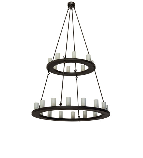 Meyda Lighting Loxley 54" 24-Light 2-Tier Oil Rubbed Bronze Chandelier With Clear Frosted Shade Glass