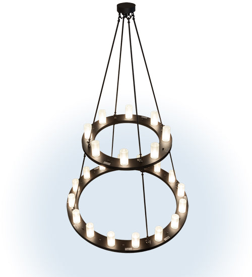 Meyda Lighting Loxley 54" 24-Light 2-Tier Oil Rubbed Bronze Chandelier With Clear Frosted Shade Glass
