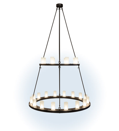 Meyda Lighting Loxley 54" 24-Light 2-Tier Oil Rubbed Bronze Chandelier With Clear Frosted Shade Glass