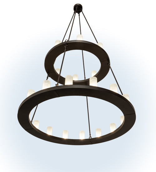 Meyda Lighting Loxley 54" 24-Light 2-Tier Oil Rubbed Bronze Chandelier With Clear Frosted Shade Glass