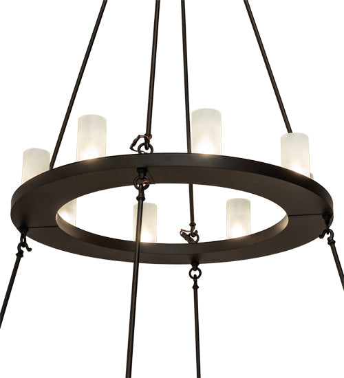 Meyda Lighting Loxley 54" 24-Light 2-Tier Oil Rubbed Bronze Chandelier With Clear Frosted Shade Glass