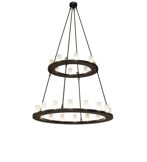 Meyda Lighting Loxley 54" 24-Light 2-Tier Oil Rubbed Bronze Chandelier With Clear Frosted Shade Glass