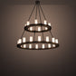 Meyda Lighting Loxley 54" 24-Light 2-Tier Oil Rubbed Bronze Chandelier With Frosted Clear Shade Glass