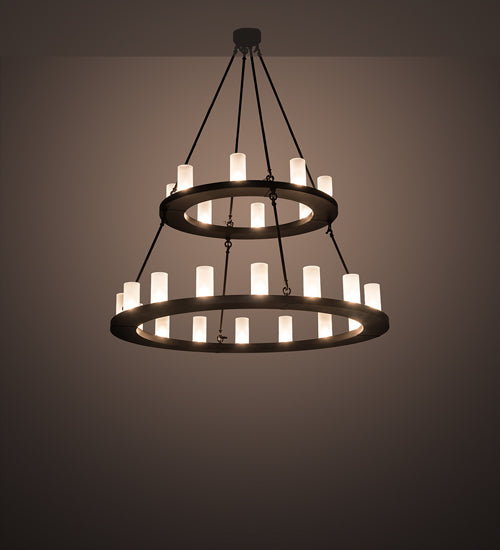 Meyda Lighting Loxley 54" 24-Light 2-Tier Oil Rubbed Bronze Chandelier With Frosted Clear Shade Glass