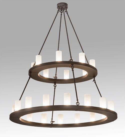 Meyda Lighting Loxley 54" 24-Light 2-Tier Oil Rubbed Bronze Chandelier With Frosted Clear Shade Glass