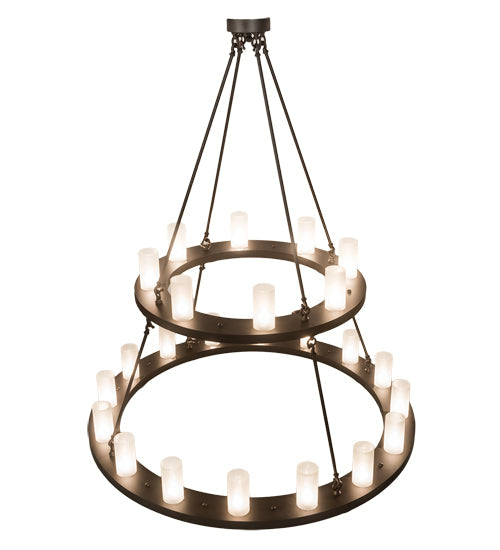 Meyda Lighting Loxley 54" 24-Light 2-Tier Oil Rubbed Bronze Chandelier With Frosted Clear Shade Glass