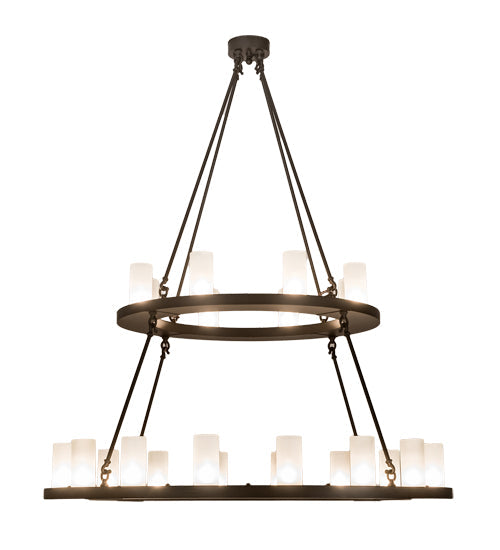 Meyda Lighting Loxley 54" 24-Light 2-Tier Oil Rubbed Bronze Chandelier With Frosted Clear Shade Glass