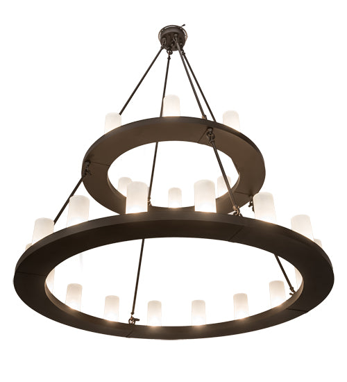 Meyda Lighting Loxley 54" 24-Light 2-Tier Oil Rubbed Bronze Chandelier With Frosted Clear Shade Glass