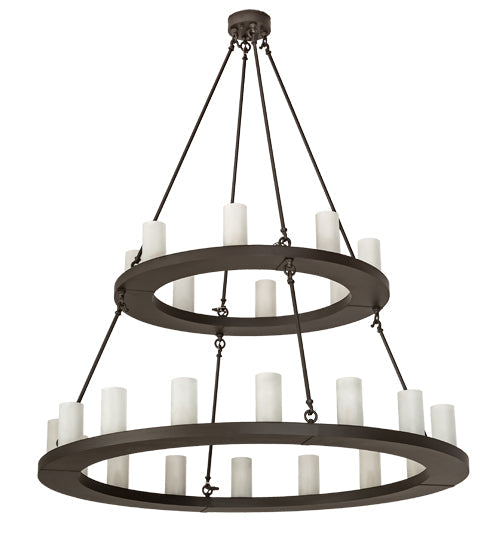 Meyda Lighting Loxley 54" 24-Light 2-Tier Oil Rubbed Bronze Chandelier With Frosted Clear Shade Glass