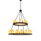 Meyda Lighting Loxley 54" 24-Light 2-Tier Oil Rubbed Bronze Chandelier With Ivory Polyresin Shade