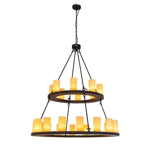 Meyda Lighting Loxley 54" 24-Light 2-Tier Oil Rubbed Bronze Chandelier With Ivory Polyresin Shade