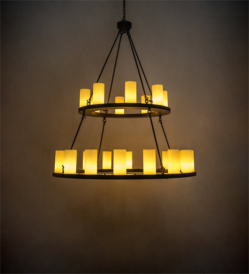 Meyda Lighting Loxley 54" 24-Light 2-Tier Oil Rubbed Bronze Chandelier With Ivory Polyresin Shade
