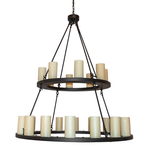 Meyda Lighting Loxley 54" 24-Light 2-Tier Oil Rubbed Bronze Chandelier With Ivory Polyresin Shade