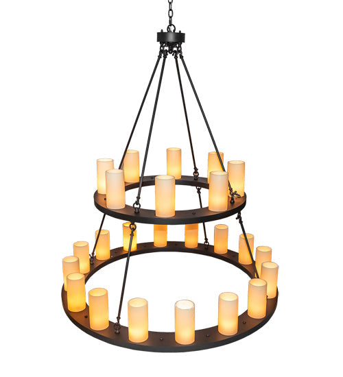 Meyda Lighting Loxley 54" 24-Light 2-Tier Oil Rubbed Bronze Chandelier With Ivory Polyresin Shade