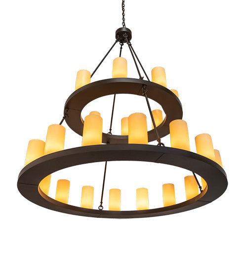 Meyda Lighting Loxley 54" 24-Light 2-Tier Oil Rubbed Bronze Chandelier With Ivory Polyresin Shade