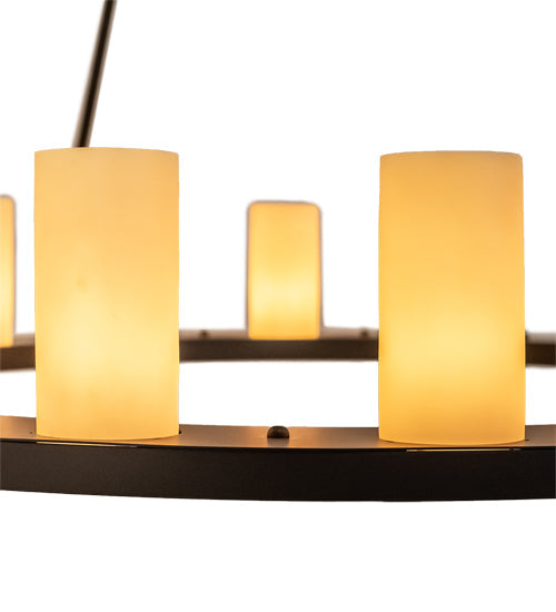 Meyda Lighting Loxley 54" 24-Light 2-Tier Oil Rubbed Bronze Chandelier With Ivory Polyresin Shade