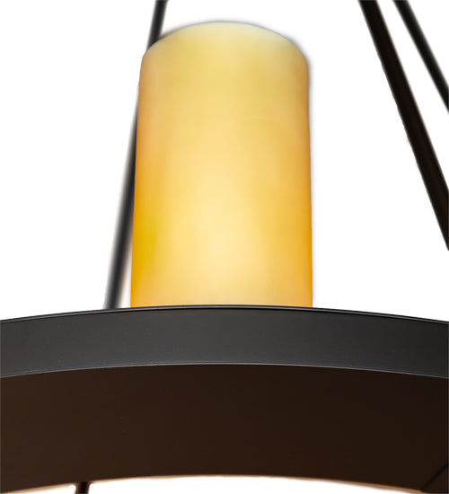 Meyda Lighting Loxley 54" 24-Light 2-Tier Oil Rubbed Bronze Chandelier With Ivory Polyresin Shade