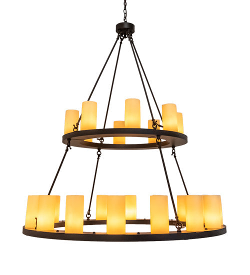 Meyda Lighting Loxley 54" 24-Light 2-Tier Oil Rubbed Bronze Chandelier With Ivory Polyresin Shade