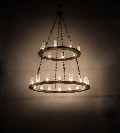 Meyda Lighting Loxley 54" 24-Light 2-Tier Timeless Bronze Chandelier With Clear Seeded Shade Glass