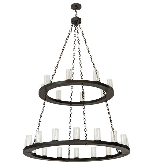 Meyda Lighting Loxley 54" 24-Light 2-Tier Timeless Bronze Chandelier With Clear Seeded Shade Glass