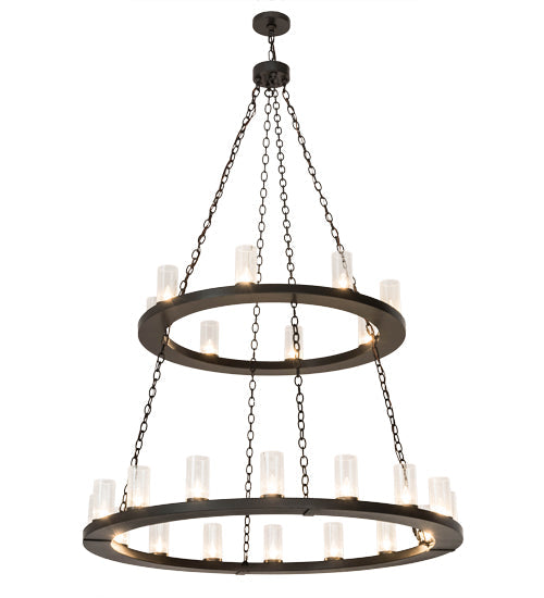Meyda Lighting Loxley 54" 24-Light 2-Tier Timeless Bronze Chandelier With Clear Seeded Shade Glass