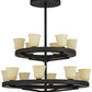 Meyda Lighting Loxley 57" 14-Light 2-Tier Dark Roast Piedmont Chandelier With Tawnyrock Idalight Shade Glass