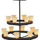 Meyda Lighting Loxley 57" 14-Light 2-Tier Dark Roast Piedmont Chandelier With Tawnyrock Idalight Shade Glass