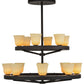 Meyda Lighting Loxley 57" 14-Light 2-Tier Dark Roast Piedmont Chandelier With Tawnyrock Idalight Shade Glass