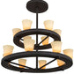 Meyda Lighting Loxley 57" 14-Light 2-Tier Dark Roast Piedmont Chandelier With Tawnyrock Idalight Shade Glass