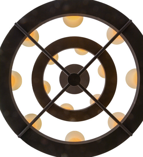 Meyda Lighting Loxley 57" 14-Light 2-Tier Dark Roast Piedmont Chandelier With Tawnyrock Idalight Shade Glass