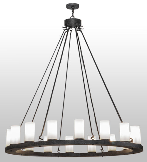 Meyda Lighting Loxley 60" 16-Light Smoke Chandelier With Frosted Clear Shade Glass