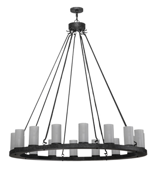 Meyda Lighting Loxley 60" 16-Light Smoke Chandelier With Frosted Clear Shade Glass