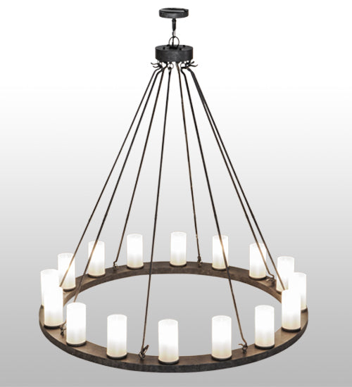Meyda Lighting Loxley 60" 16-Light Smoke Chandelier With Frosted Clear Shade Glass