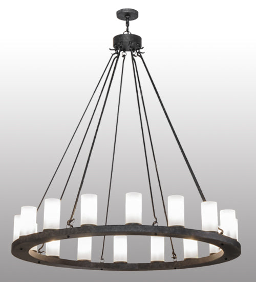 Meyda Lighting Loxley 60" 16-Light Smoke Chandelier With Frosted Clear Shade Glass