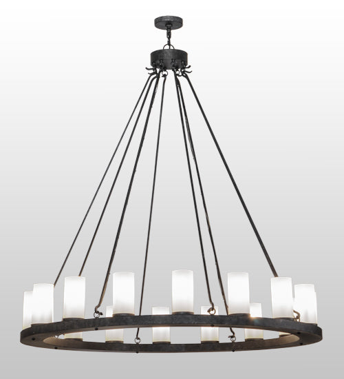Meyda Lighting Loxley 60" 16-Light Smoke Chandelier With Frosted Clear Shade Glass